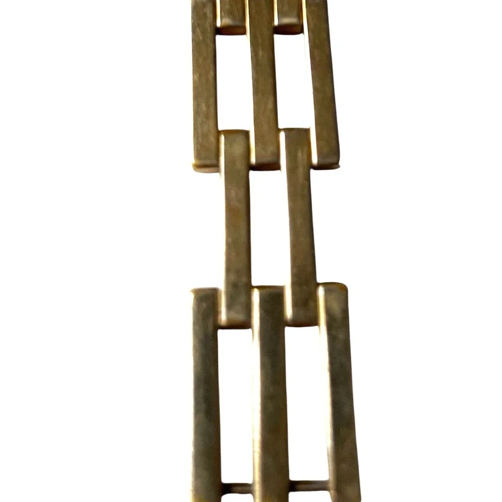 Baru Heavy Chain Link Bracelet Gold Tone Bars Rectangles 7